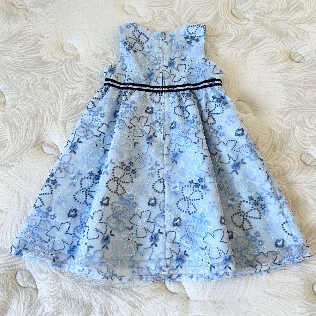 【美品】　オーガンジー 総刺繍　ワンピース　120cm BeBeべべ　　総柄