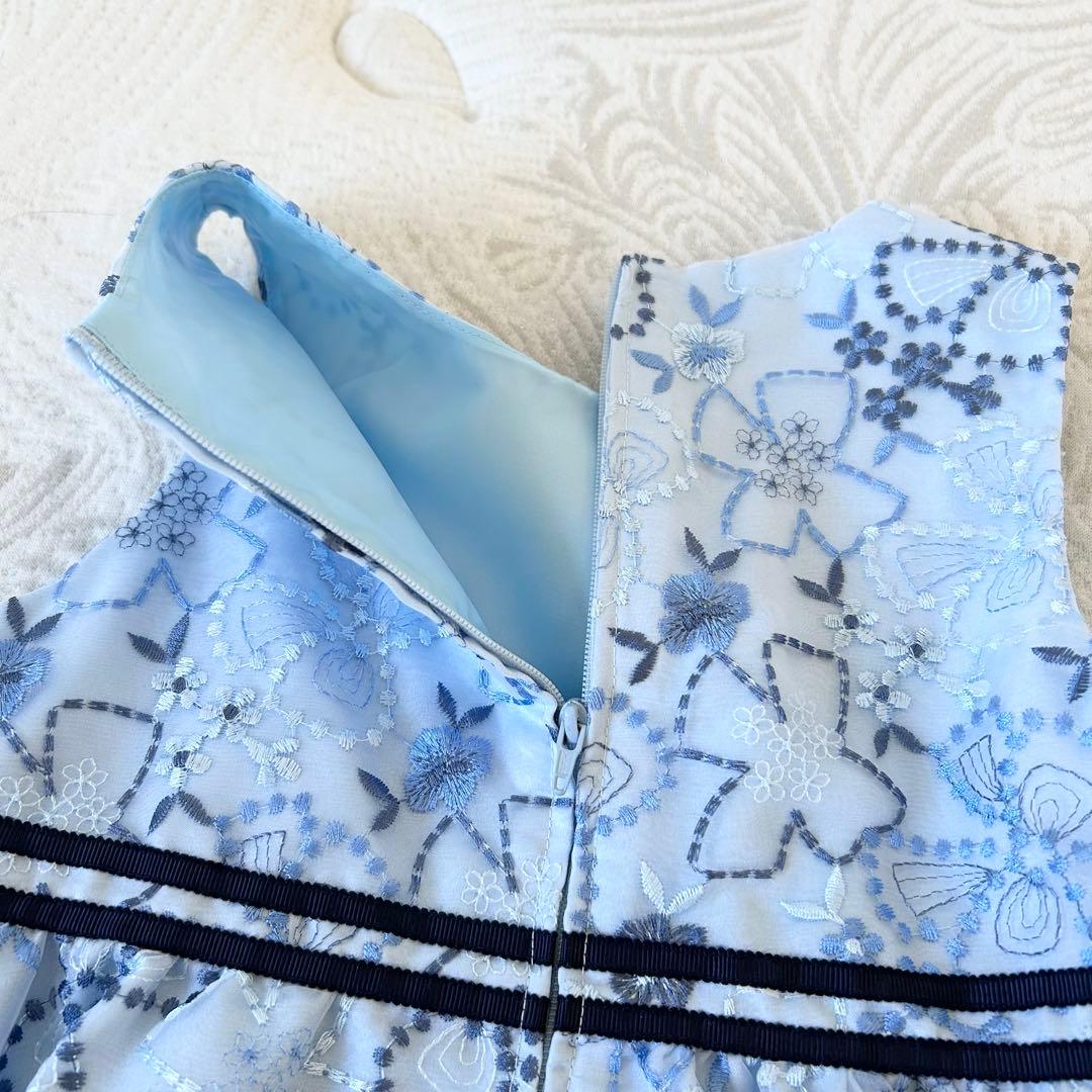 【美品】　オーガンジー 総刺繍　ワンピース　120cm BeBeべべ　　総柄