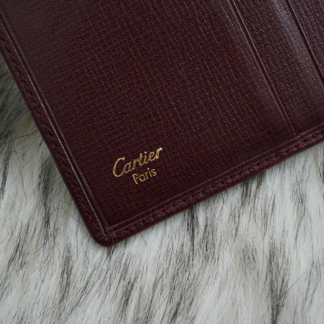 極美品　Cartier カルティエ　三つ折り財布　マストライン　ボルドー