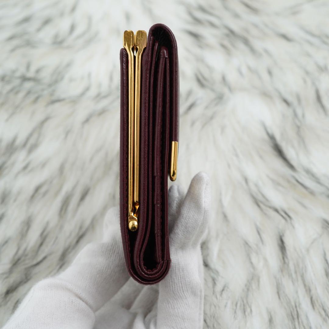 極美品　Cartier カルティエ　三つ折り財布　マストライン　ボルドー