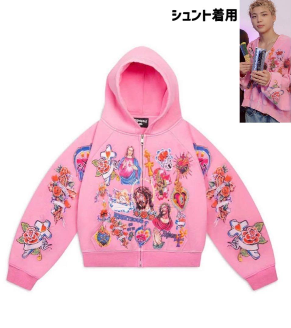 シュント着用)We Are Righteous ジップアップフーディ ピンク - メルカリ