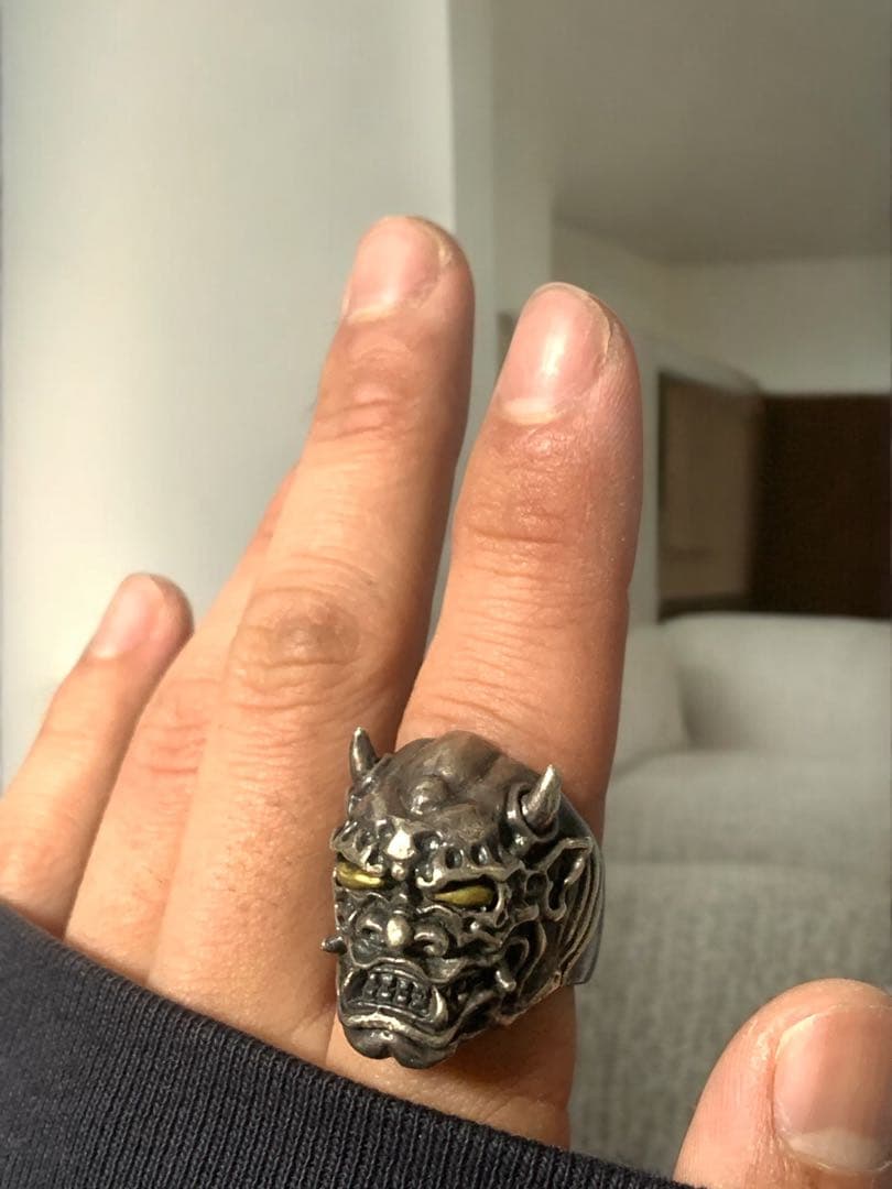 期間限定】シルバー925 リング 5万 鬼モチーフ18号ゴツめ デザイン
