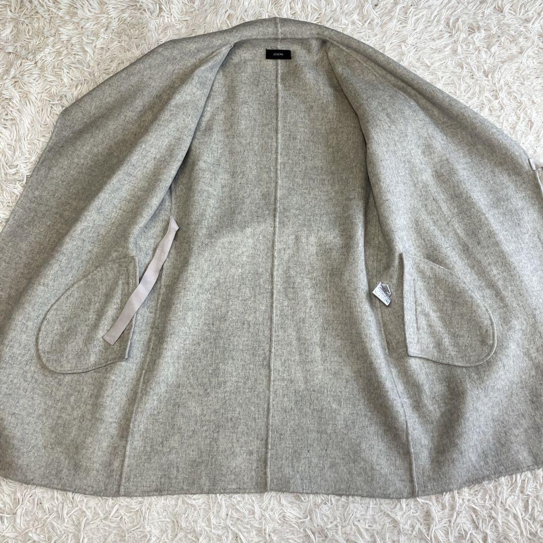 極美品 JOSEPH ウールカシミヤ 女優襟ベルテッドコート リバーコート