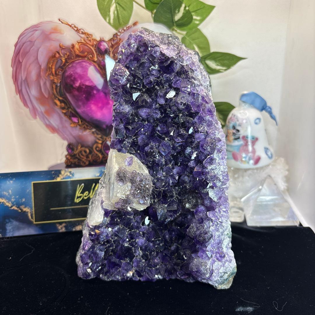 ウルグアイ産♡アメジストドーム♡カルサイト共生♡専用台座セット♡総重量
