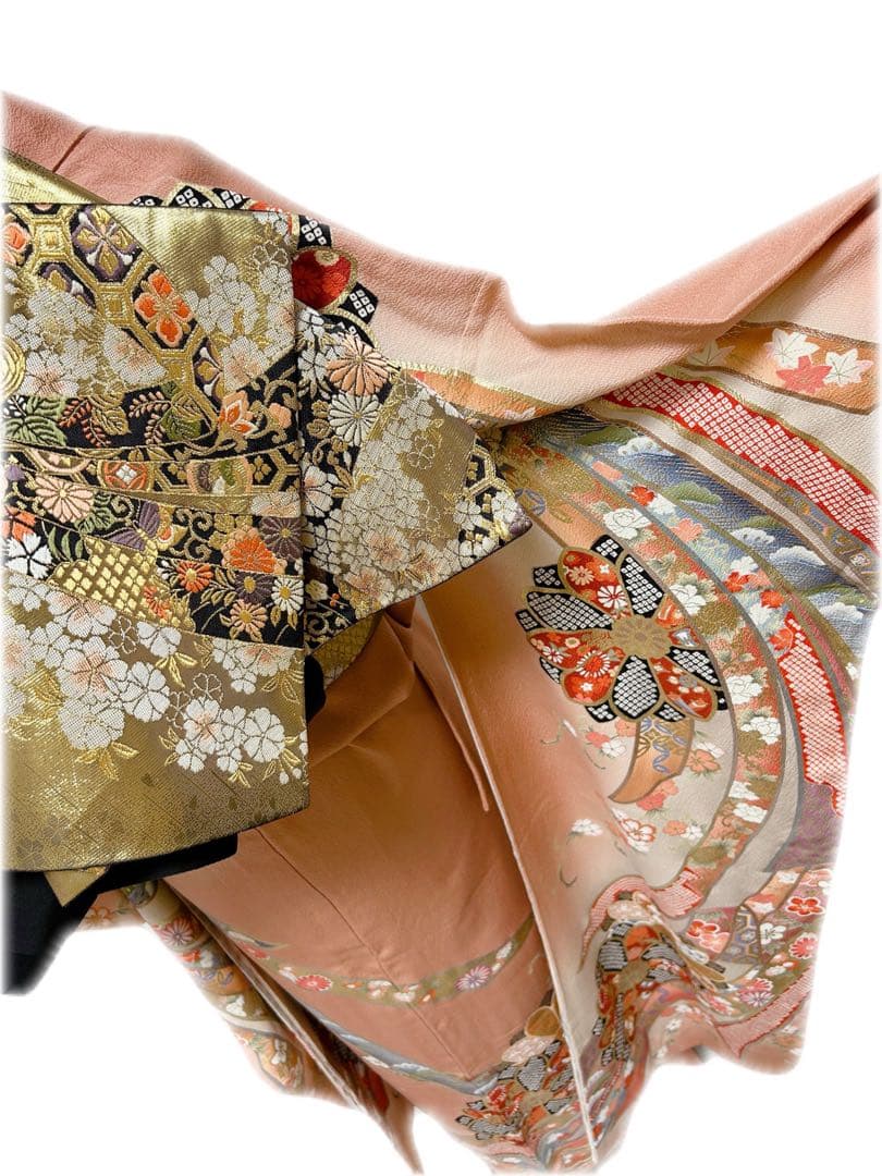 王道豪華古典柄 西陣織帯 正絹振袖フルセット 金彩 金刺繍 アースカラー