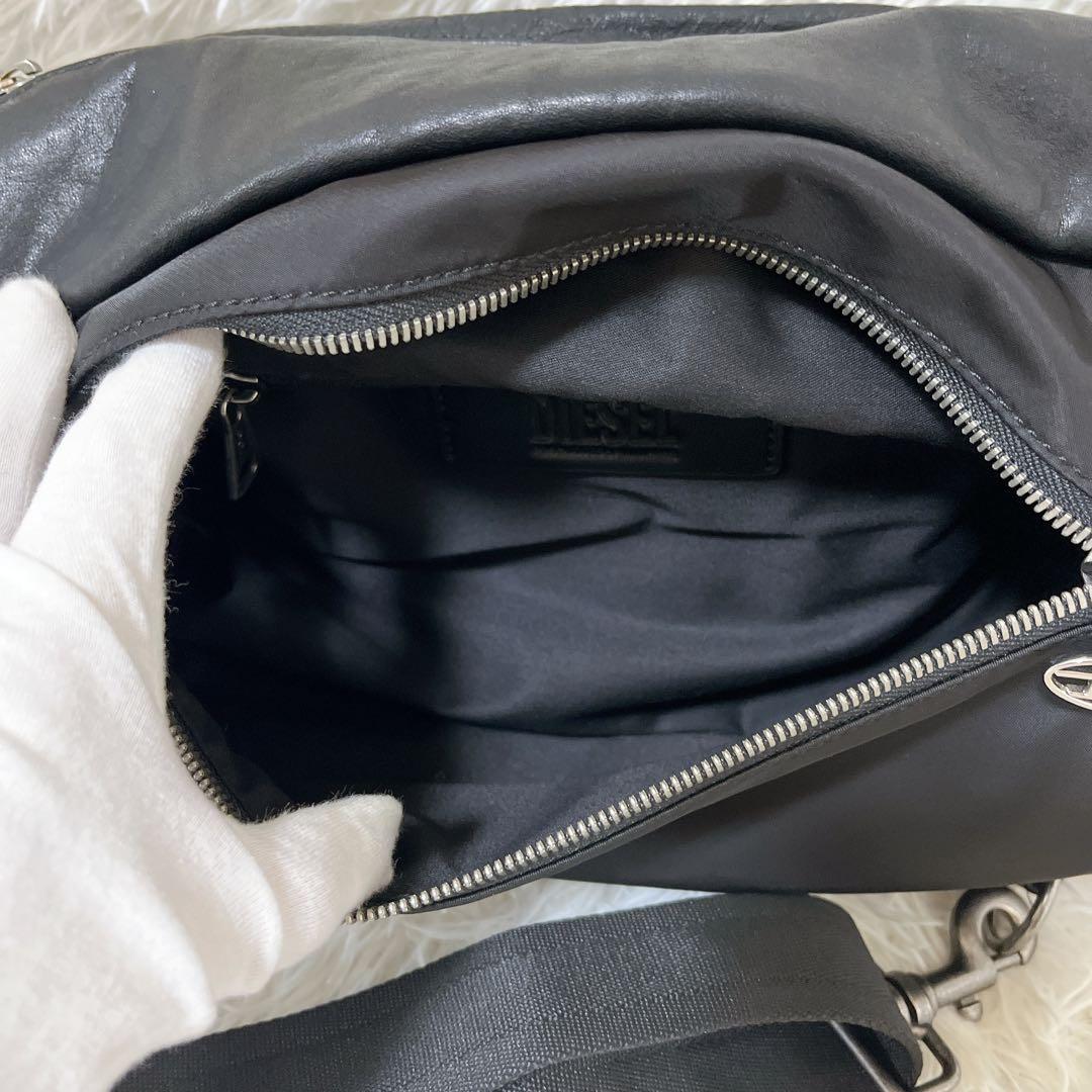 希少】DIESELディーゼル ウォッシュド ワックスレザー ボディバッグ 黒