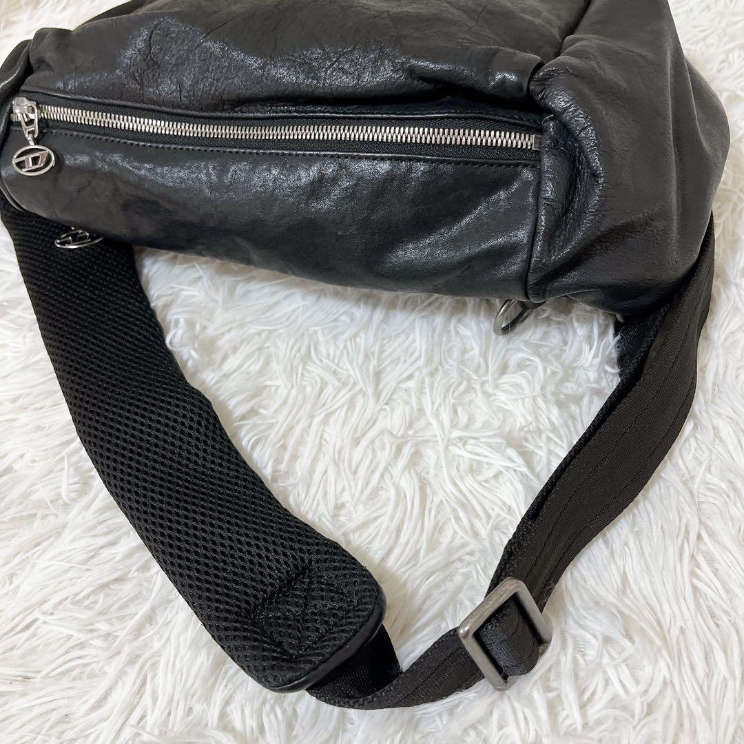 希少】DIESELディーゼル ウォッシュド ワックスレザー ボディバッグ 黒