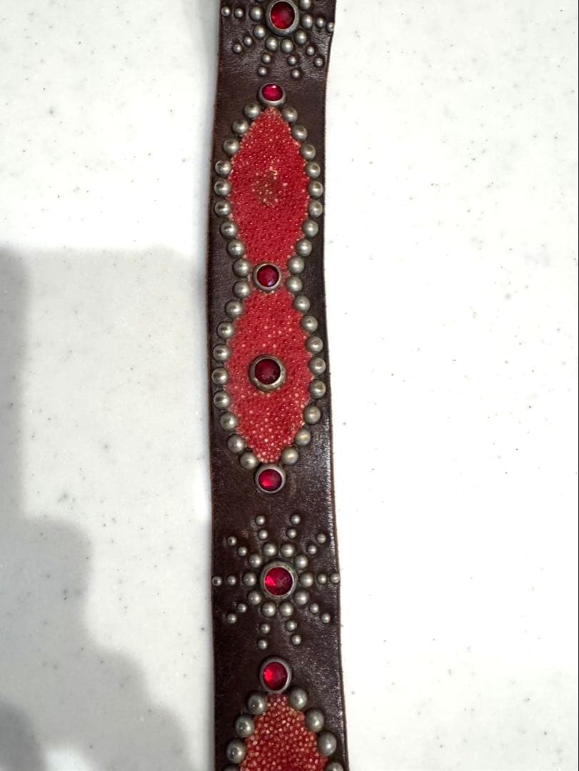 【早い者勝ち！希少】HTC エイ革スタッズベルト32インチ レッドスティングレイ
