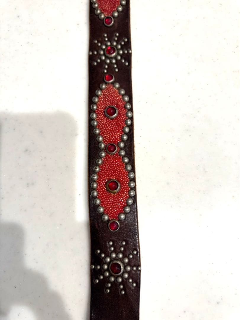 【早い者勝ち！希少】HTC エイ革スタッズベルト32インチ レッドスティングレイ