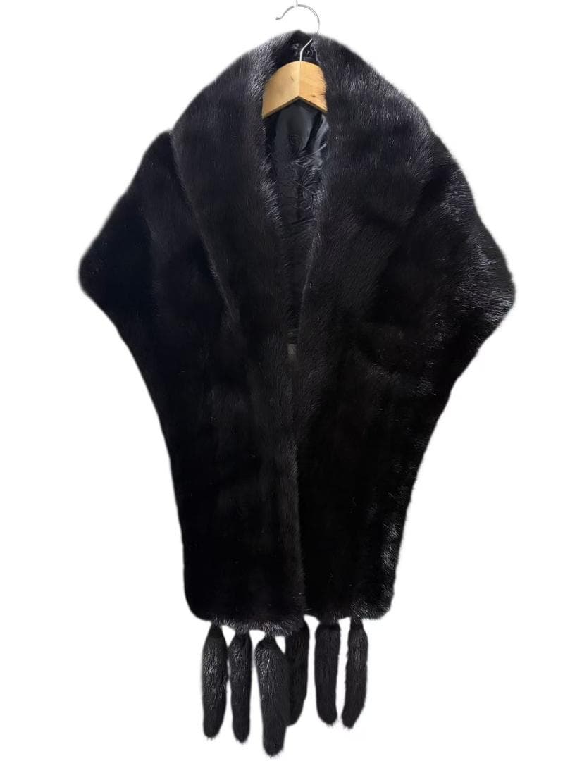 美品 ミンク 大判ケープ ストール ショール 中綿入り 肉厚 羽織 リアル