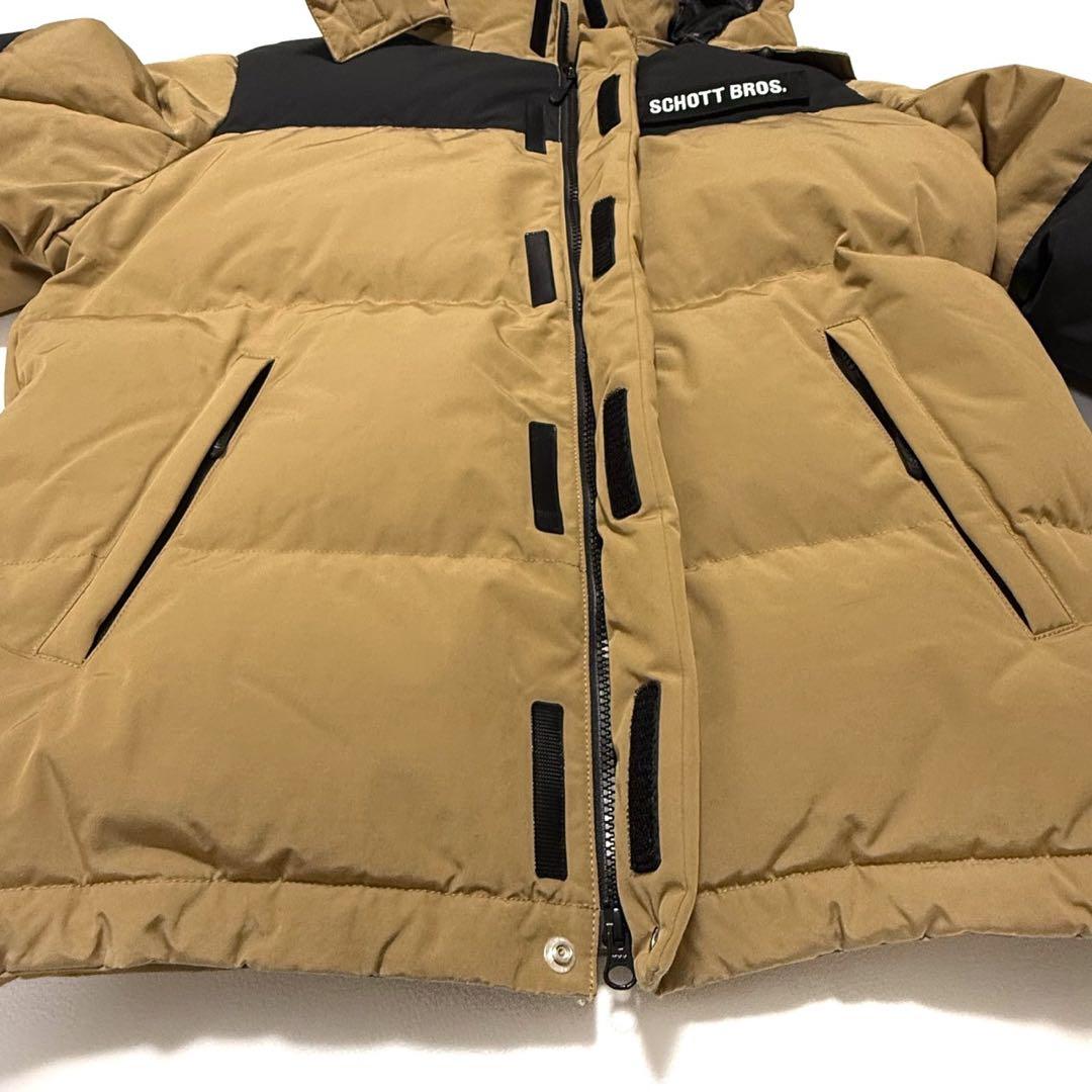 美品】 SCHOTT BROS ダウンジャケット 肉厚 刺繍 ロゴ総柄 L相当の通販