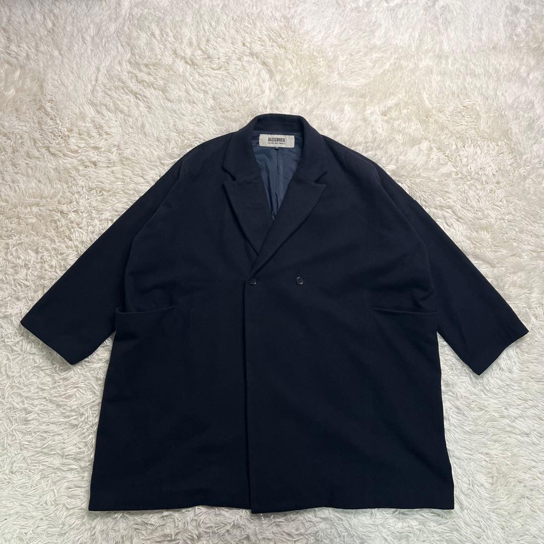 BASISBROEK ネイビー ダブルブレスト チェスターコート サイズ2