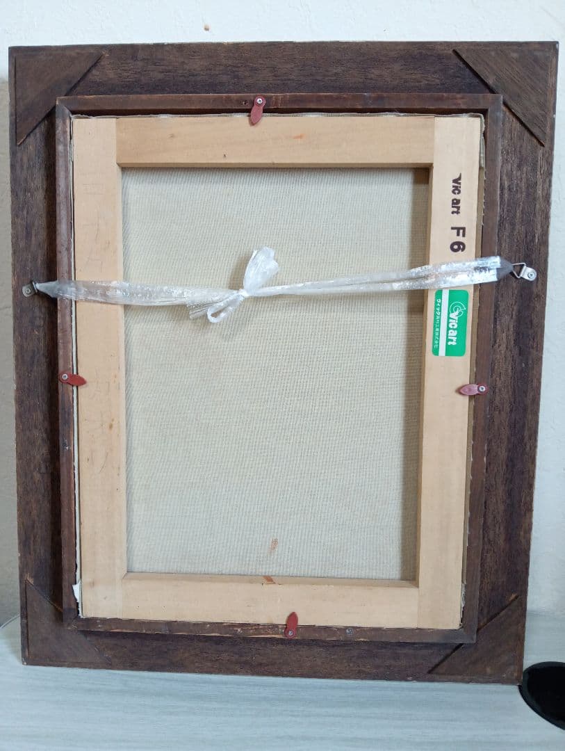 現代美術手描き油彩油絵額装縦５５Ｘ横４５Ｘ厚さ７センチ枠Ｆ６キャンバス品