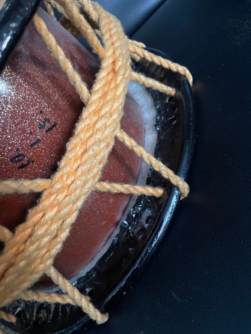 【良品】締太鼓 紐締め 平太鼓 和太鼓　バチ付き