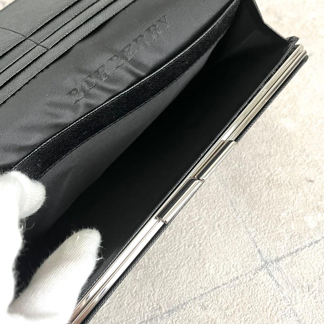 極美品✨Burberry ノバチェック がま口 長財布 キャンバス レザー