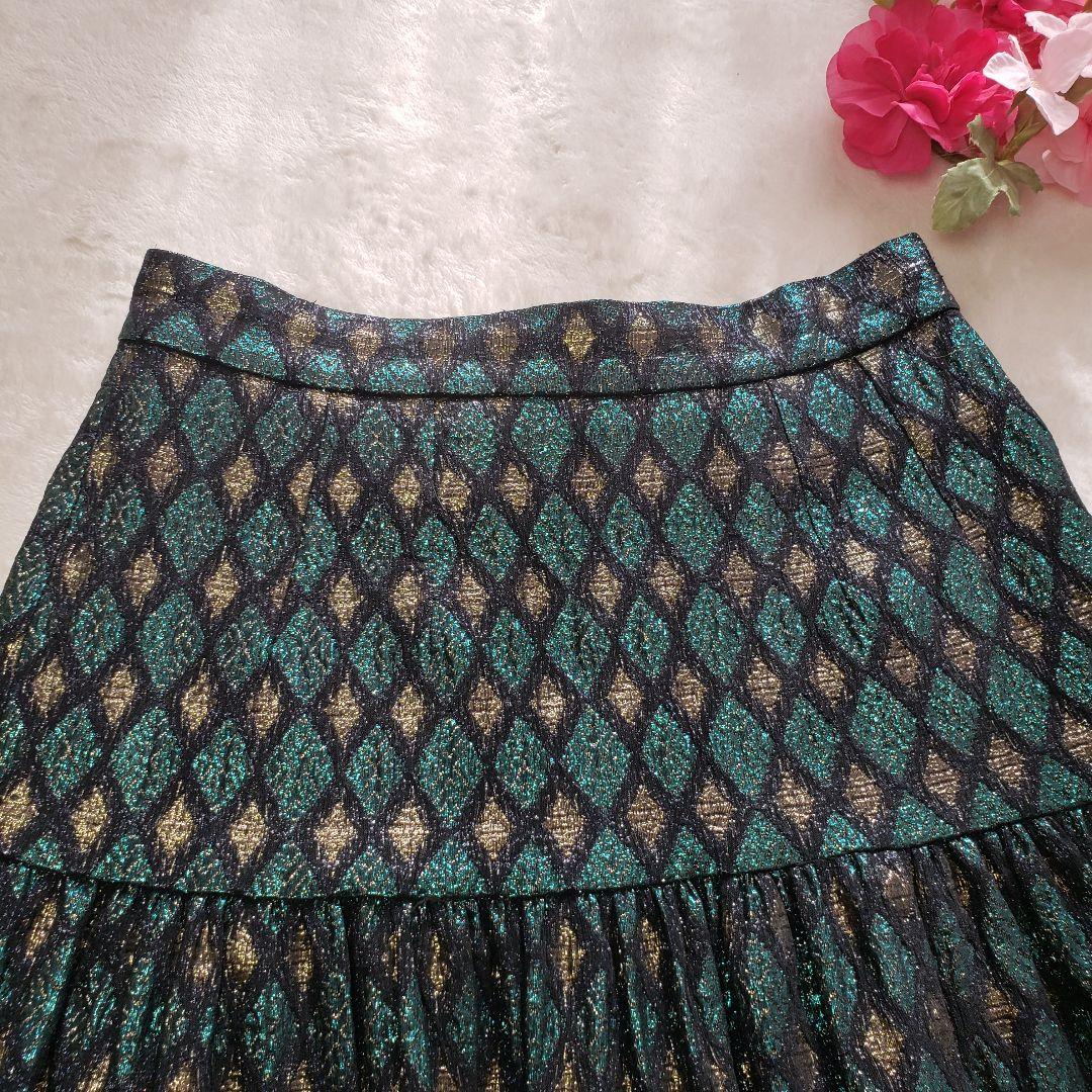 DOLCE&GABBANA　メタリック　マルチカラー　ジャガード　レーススカート