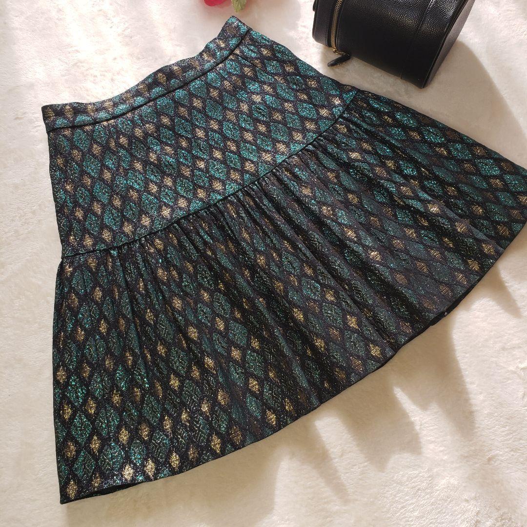 DOLCE&GABBANA　メタリック　マルチカラー　ジャガード　レーススカート