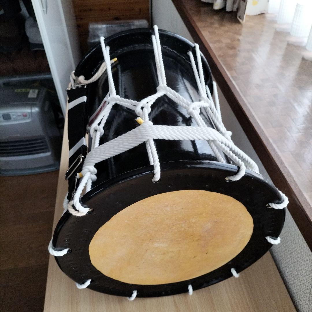 「ミズキ様ご依頼商品」担ぎ太鼓　　和太鼓 　天然皮革　ストラップ付き　中古品⑨