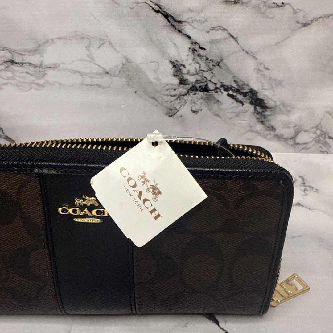 (未使用タグ付)大人気、コーチ、長財布、ラウンドジップ、PVC、レザー、人気色