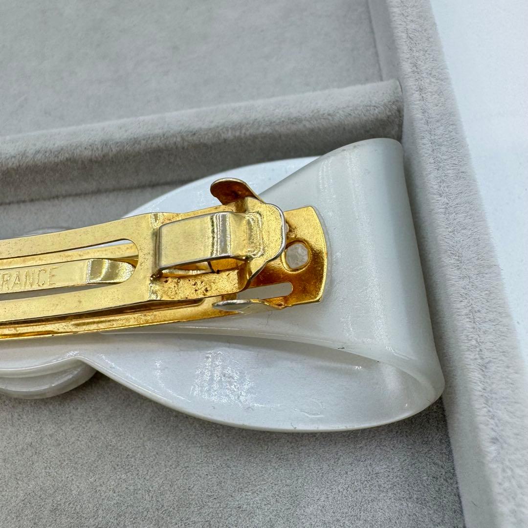 【保管袋付き】alexandre de paris バレッタ　リボン　ストーン