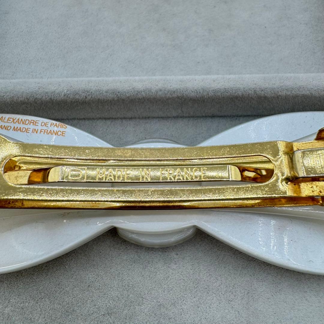 【保管袋付き】alexandre de paris バレッタ　リボン　ストーン