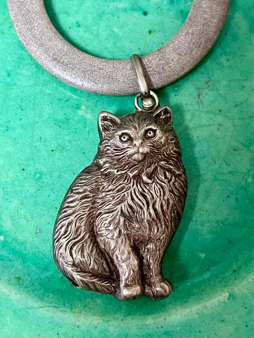 ベビーラトル　イギリス　猫　シルバープレート　ヴィンテージ　アンティーク