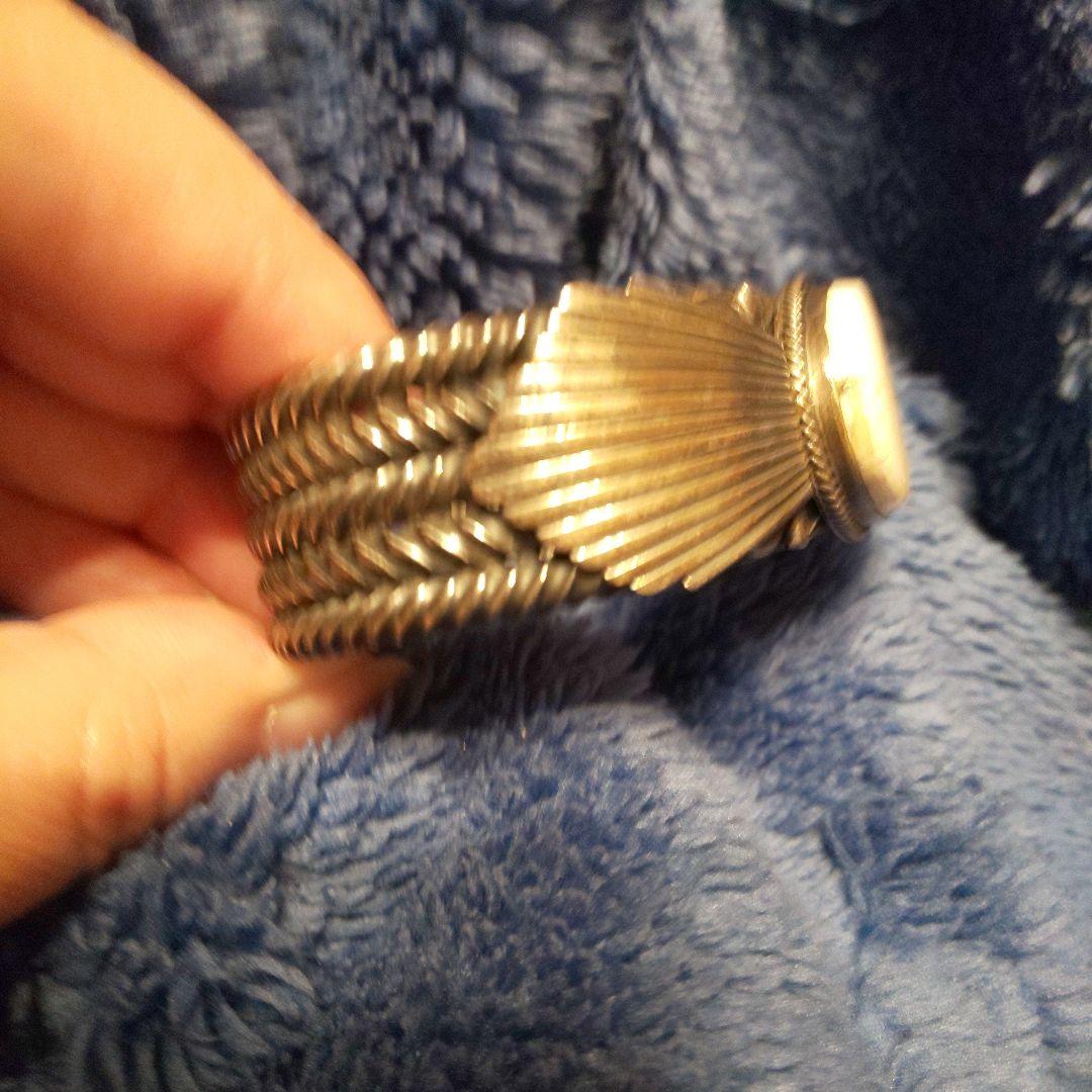 9／10迄価格！ナバホ族ゲイリーリーブス作 シルバーホワイトバッファローバングル