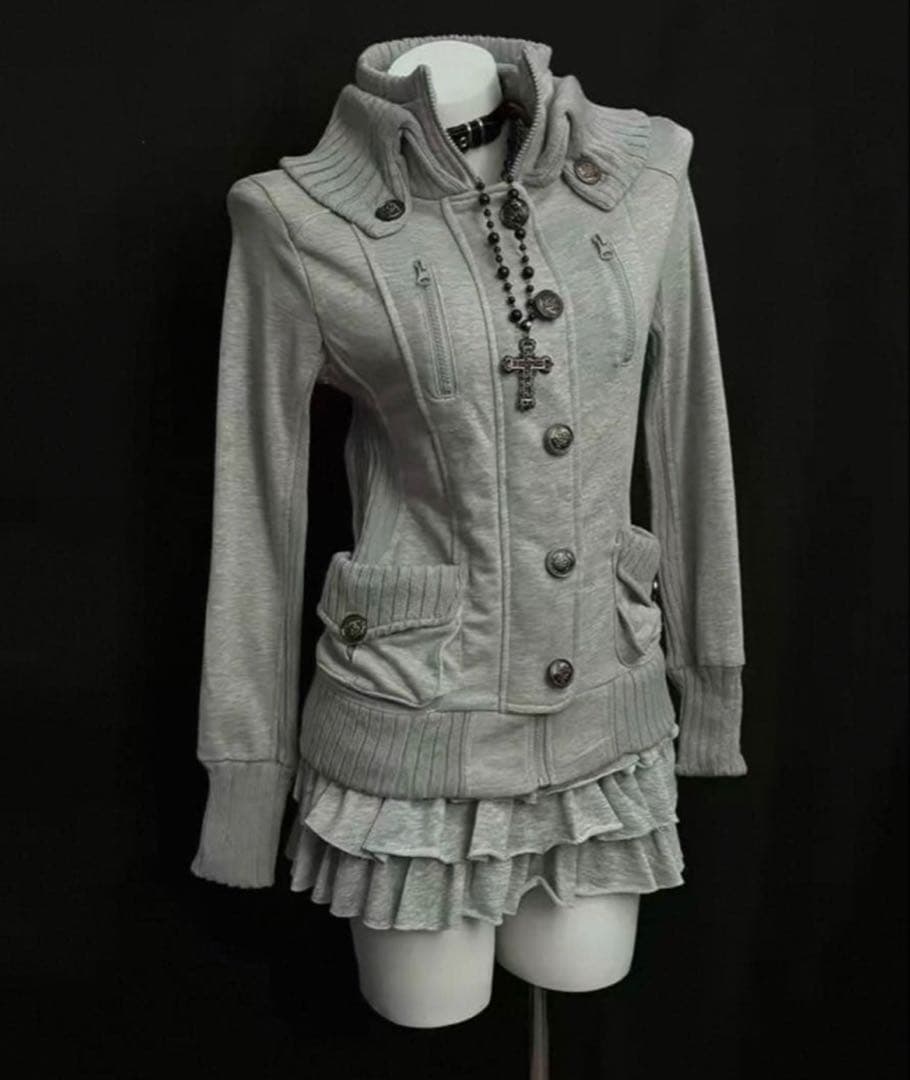 ヴィンテージ風 grunge スウェットジャケット 古着系 Y2K ダークコア