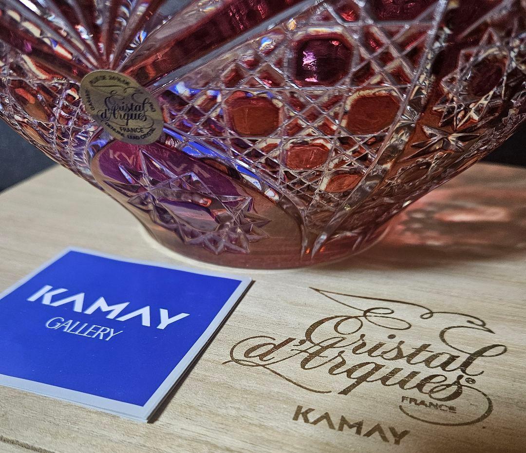 輸入品フランス製　赤被せ　クリスタル　カットガラスボール　切子ボール　オブジェ
