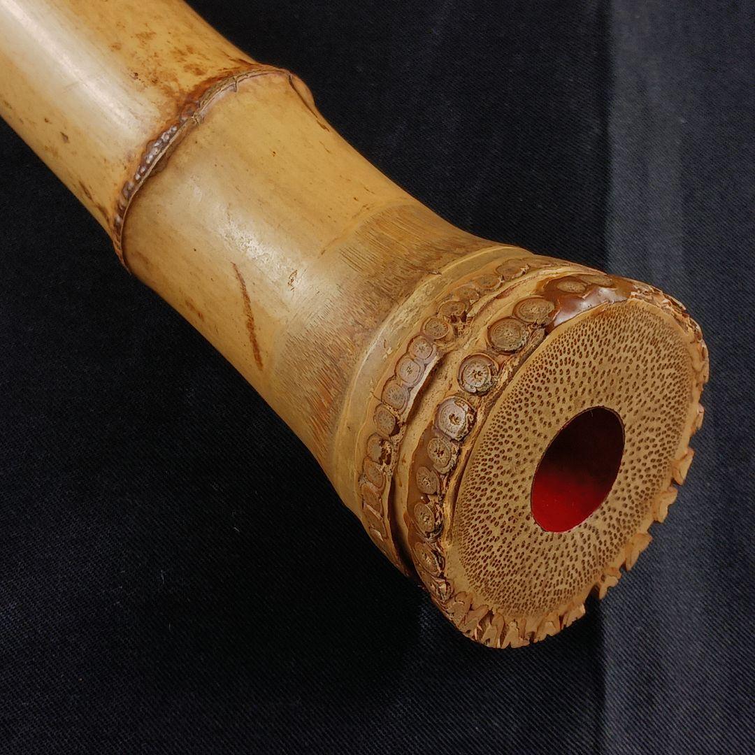 Y3110-6 琴古流 尺八 竹堂製 銀三線 全長55㎝ 竹製