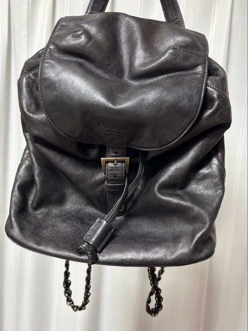 美品 PRADAプラダ リュックサック チェーンショルダー