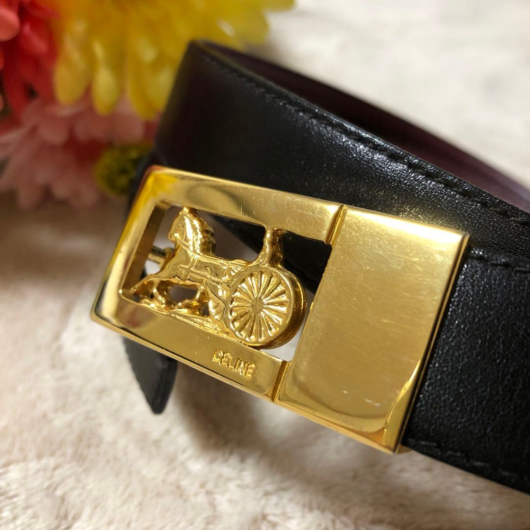 たんぽぽ　未使用に近い極美品♡ セリーヌ　ベルト　馬車　ゴールド　黒