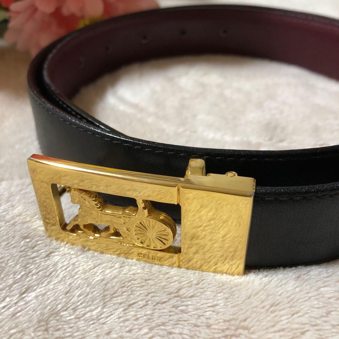 たんぽぽ　未使用に近い極美品♡ セリーヌ　ベルト　馬車　ゴールド　黒