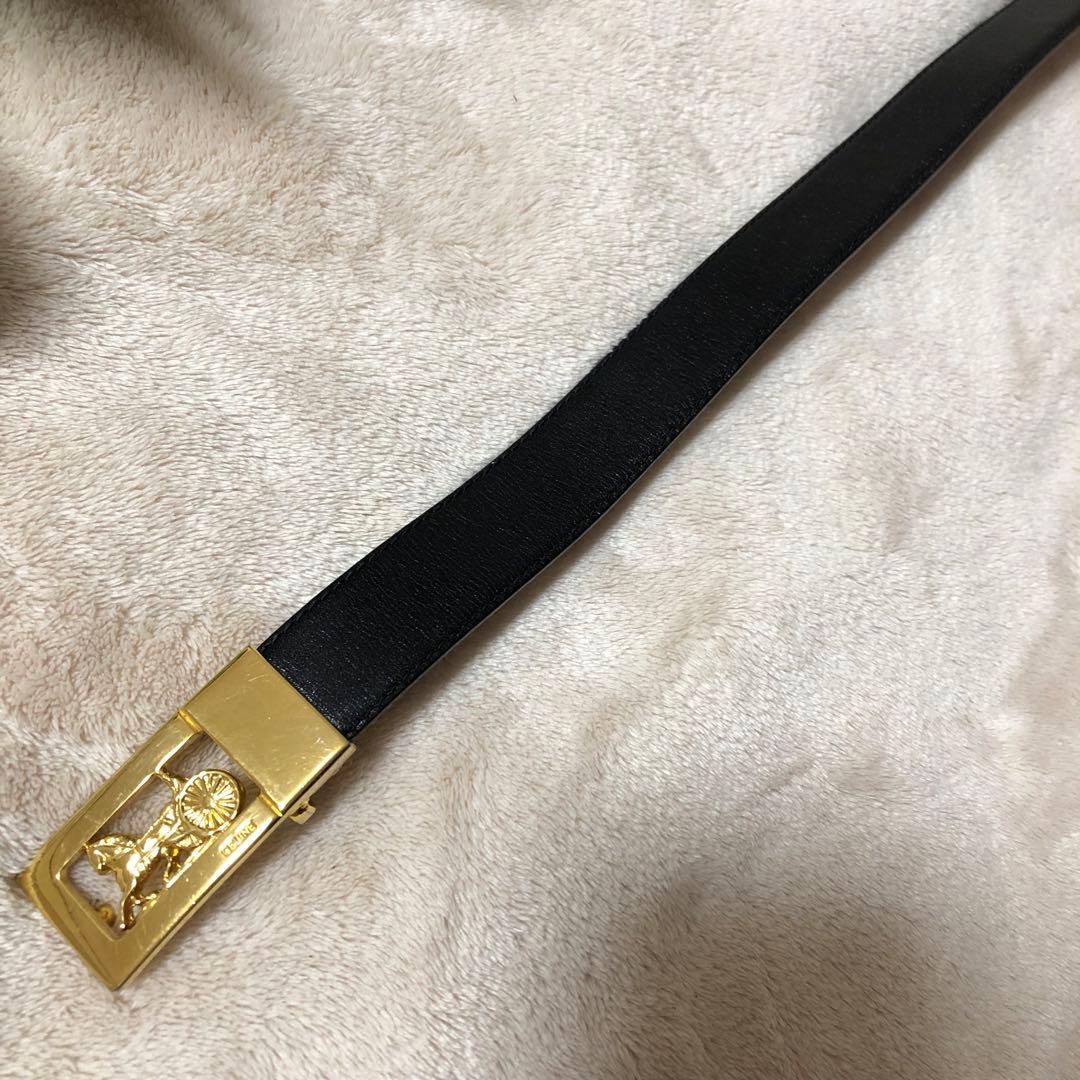 たんぽぽ　未使用に近い極美品♡ セリーヌ　ベルト　馬車　ゴールド　黒