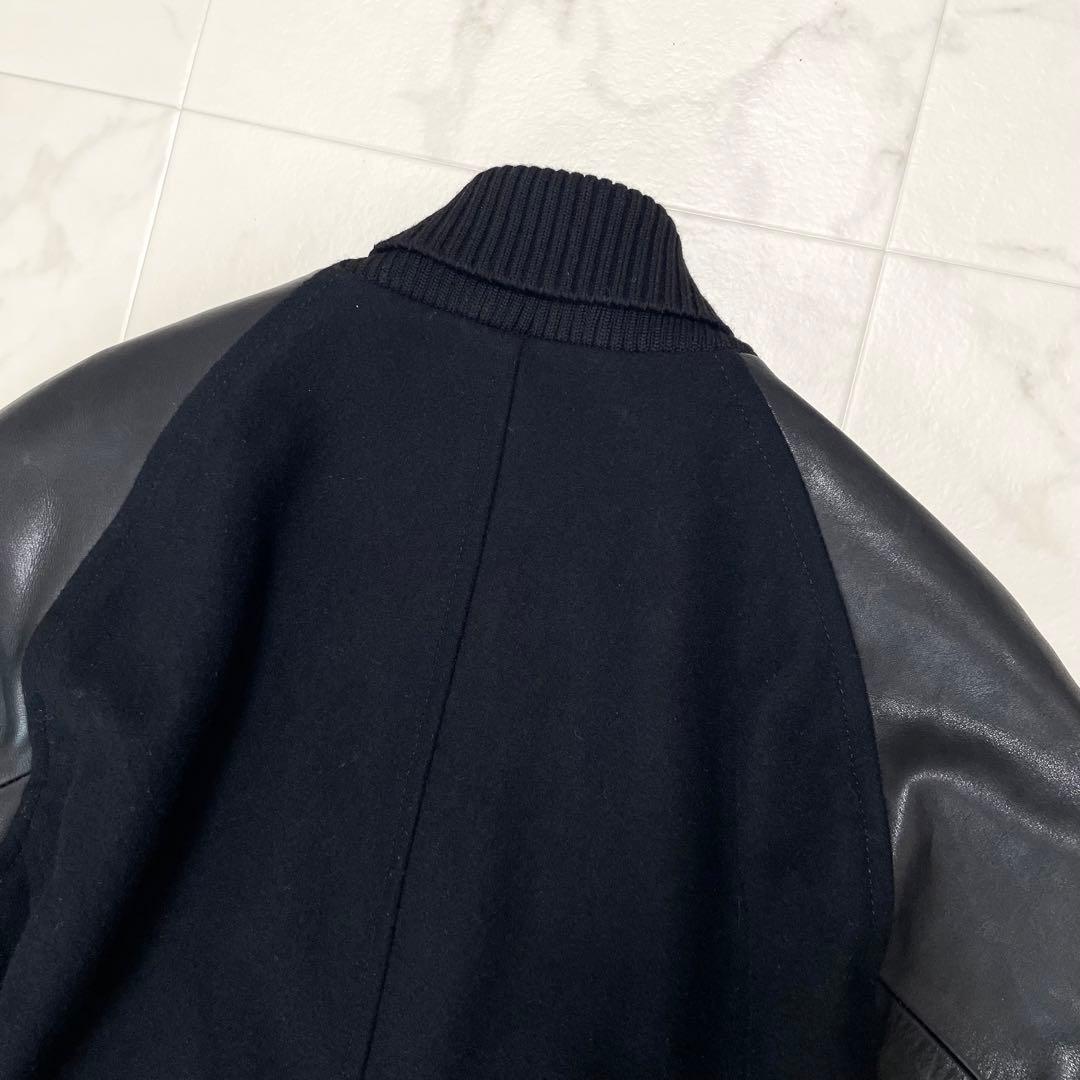 美品 アタッチメント カシミヤ混平二重メルトン スタジャン レザー ブラック 2