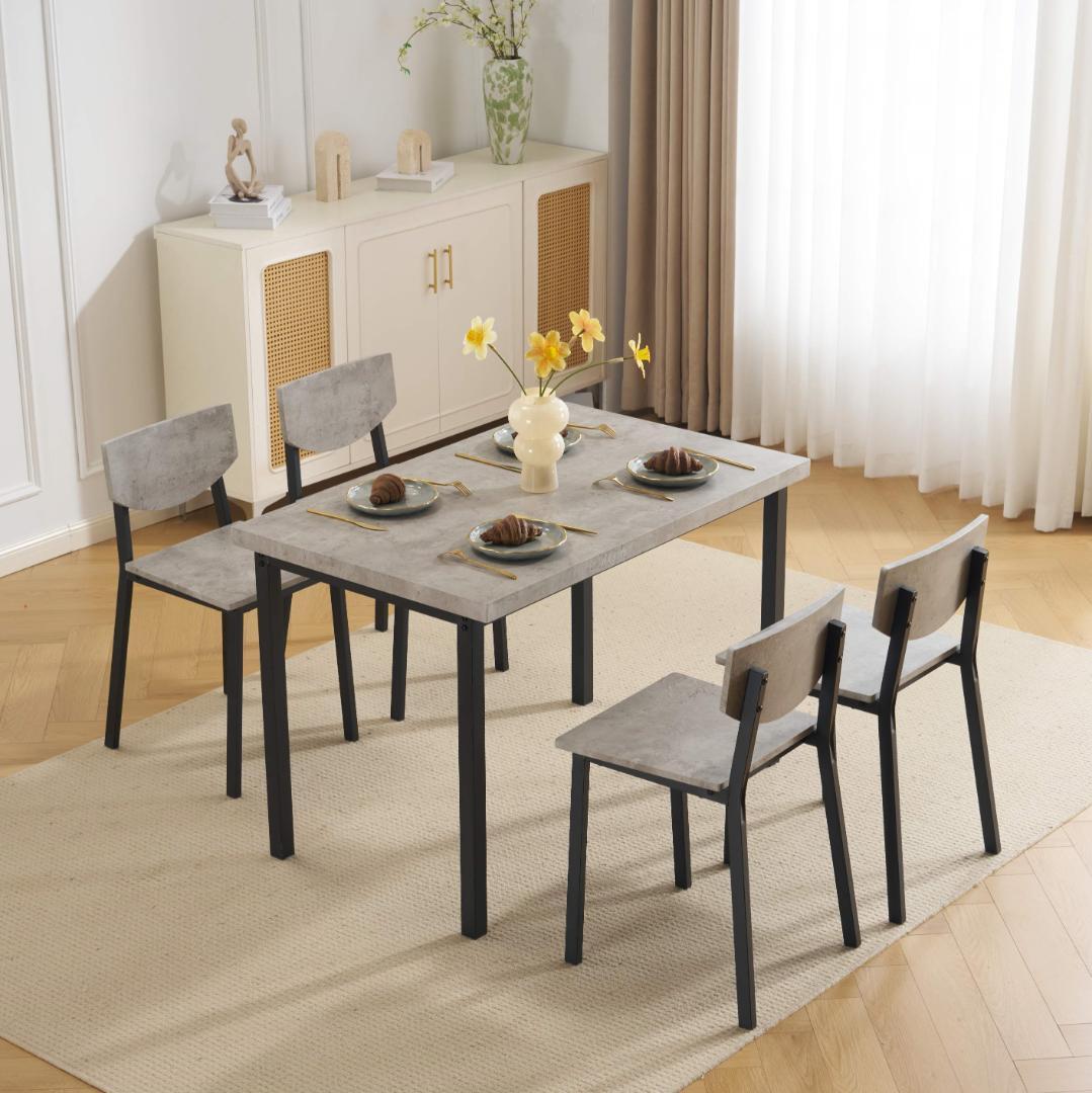 予約先行販売！1000円OFF4人掛け テーブル＆チェア4脚　オシャレ　GRAY