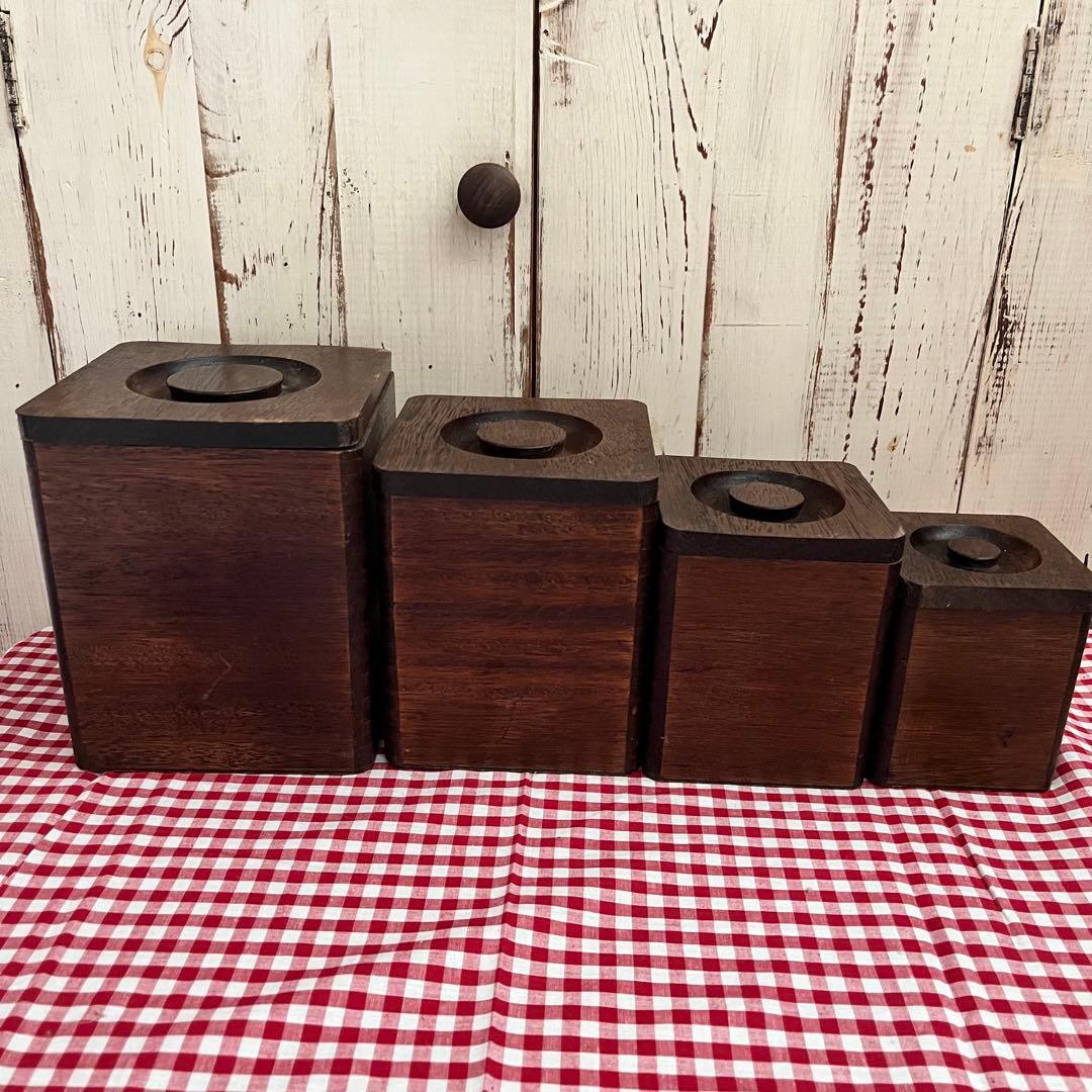 【みぃ様】アンティーク 木製 キャニスター セット