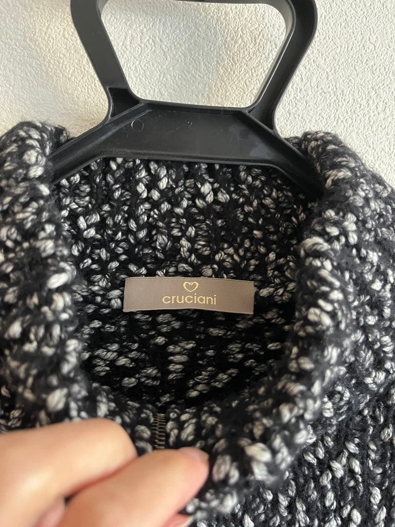 OLD Cruciani メランジ　ドライバーズニットジャンパー　白黒