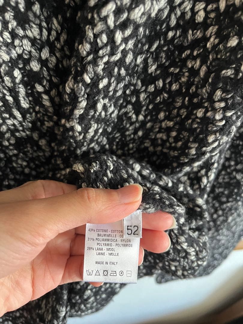 OLD Cruciani メランジ　ドライバーズニットジャンパー　白黒