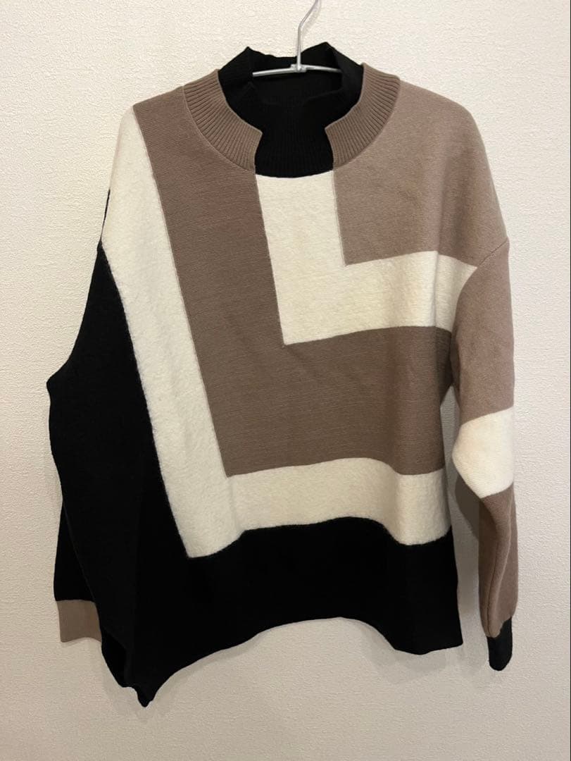 【試着のみ】クルニ　STUDIOUS別注　カラーブロック　タートルニット