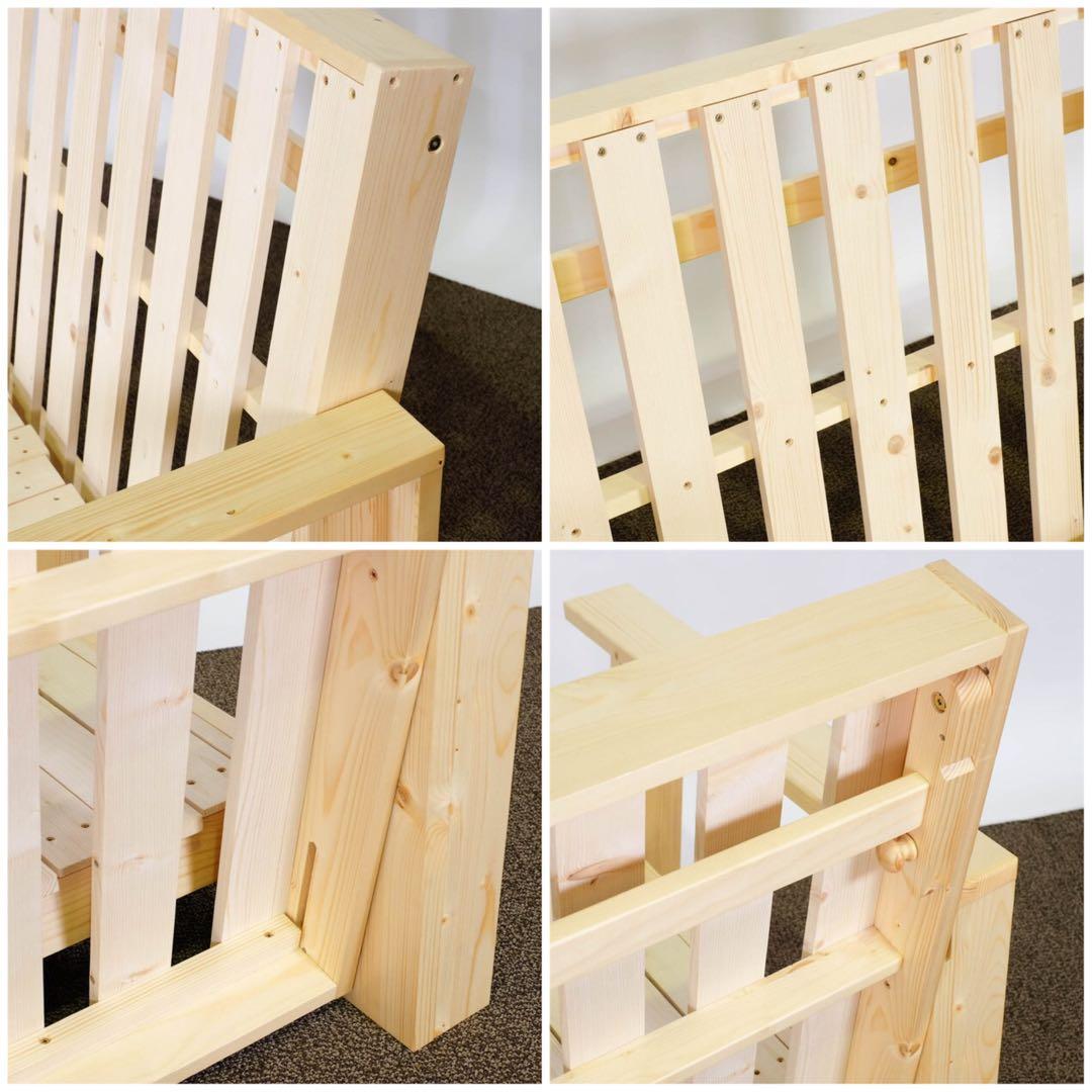 F 新品 北欧パイン ソファベッド フレーム 伸長 セミダブル すのこベッド