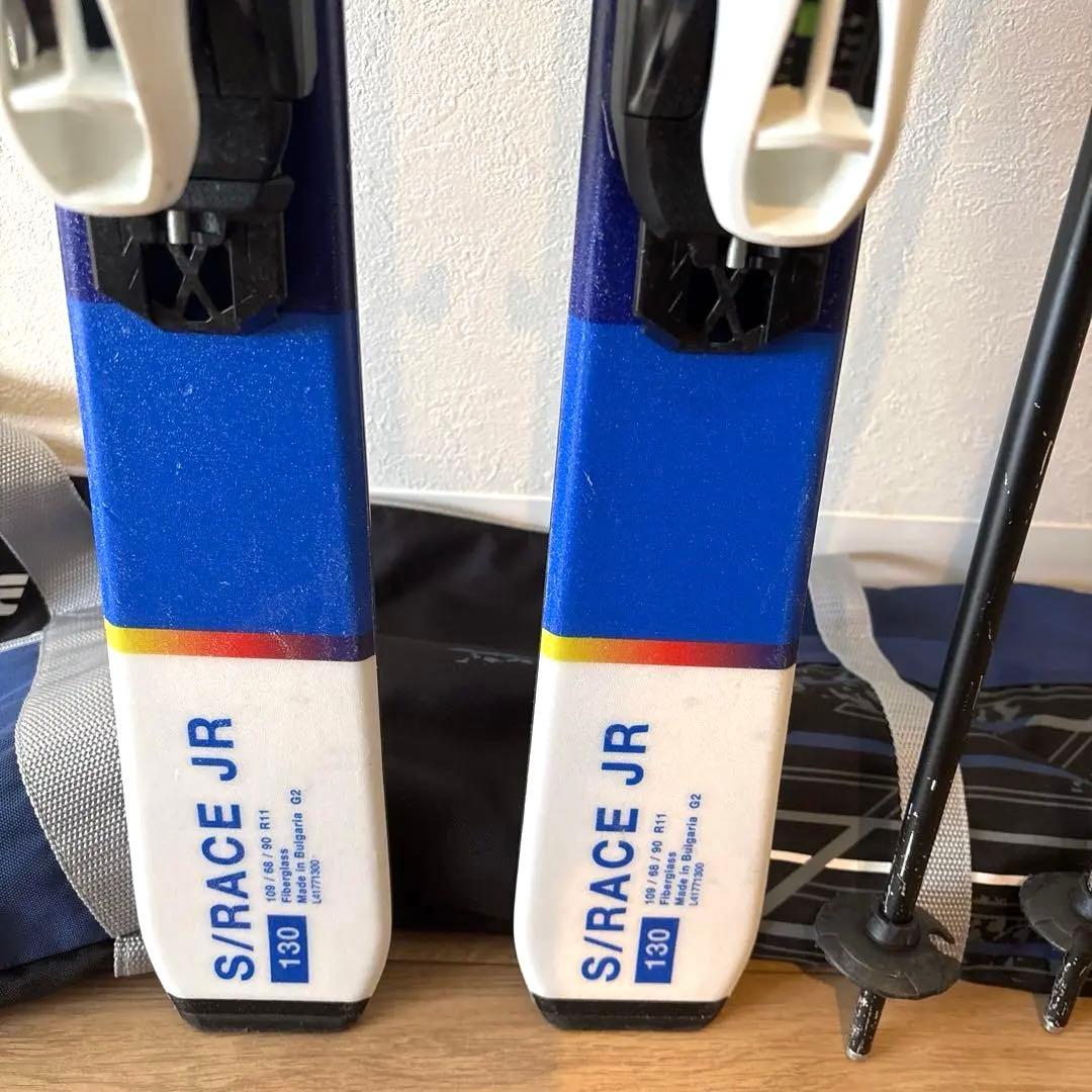 ワックス済サロモンスキー板130cm Atomicポール90cmケースセット