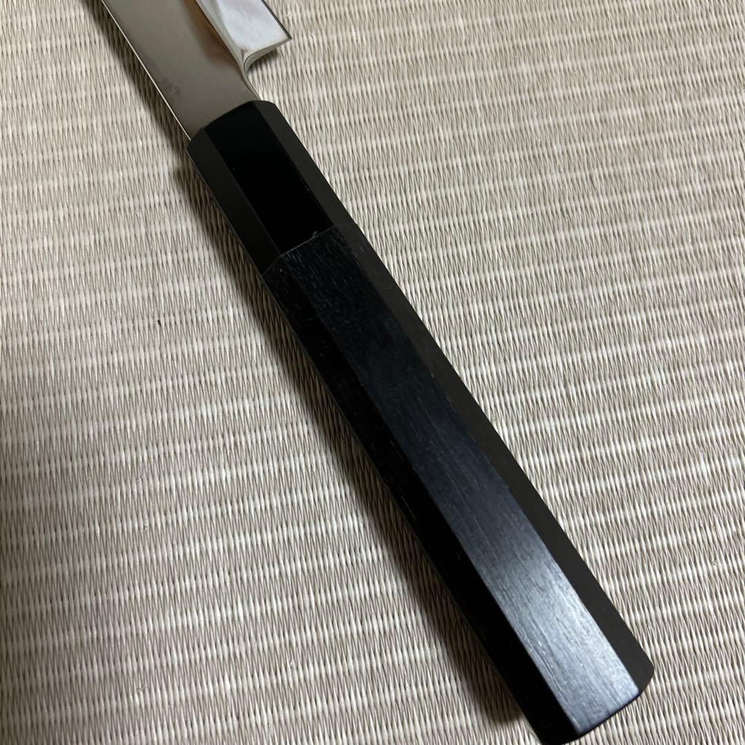 9寸　先丸　柳刃　包丁　和包丁　鏡面仕上げ　V金10号　本焼　黒檀八角柄