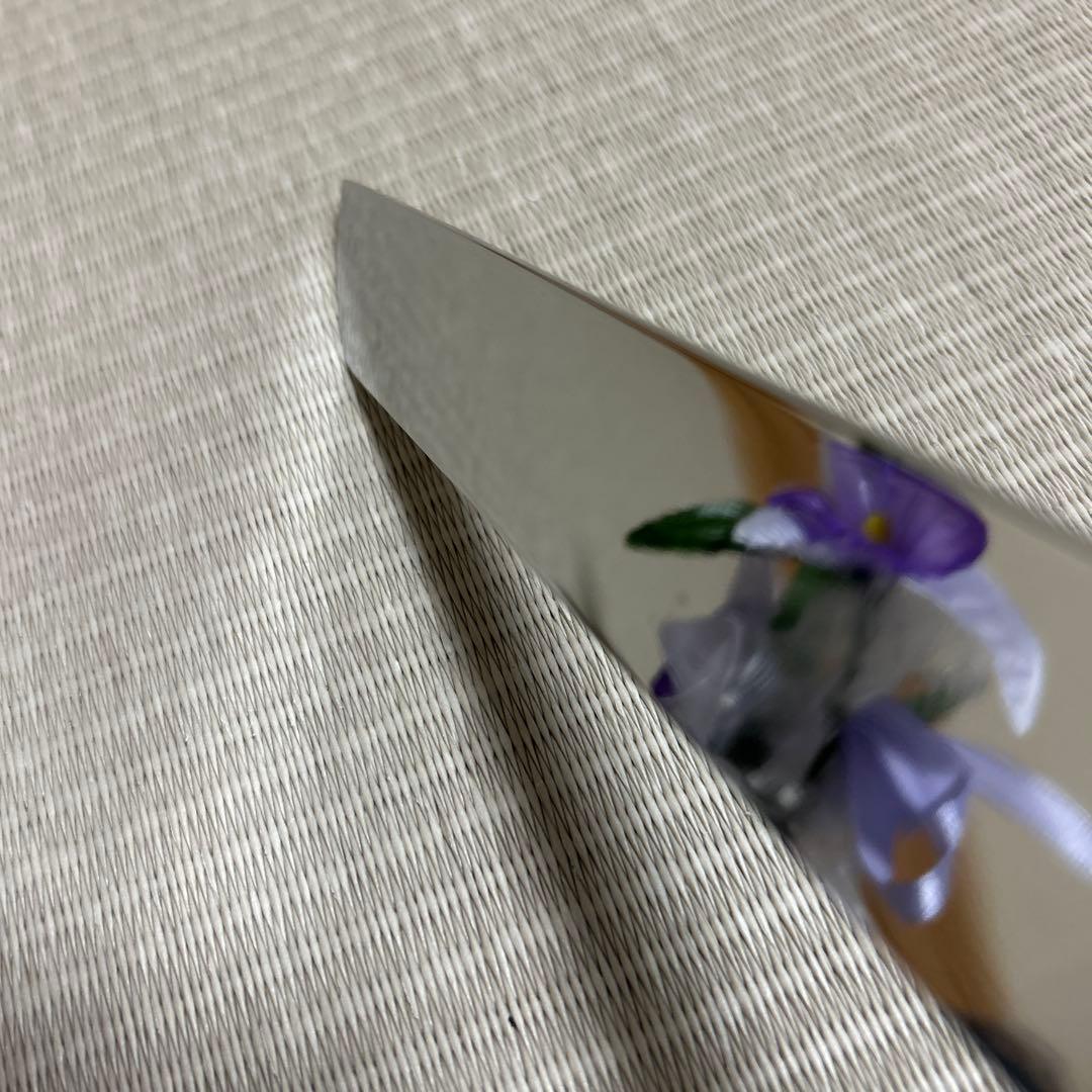 9寸　先丸　柳刃　包丁　和包丁　鏡面仕上げ　V金10号　本焼　黒檀八角柄