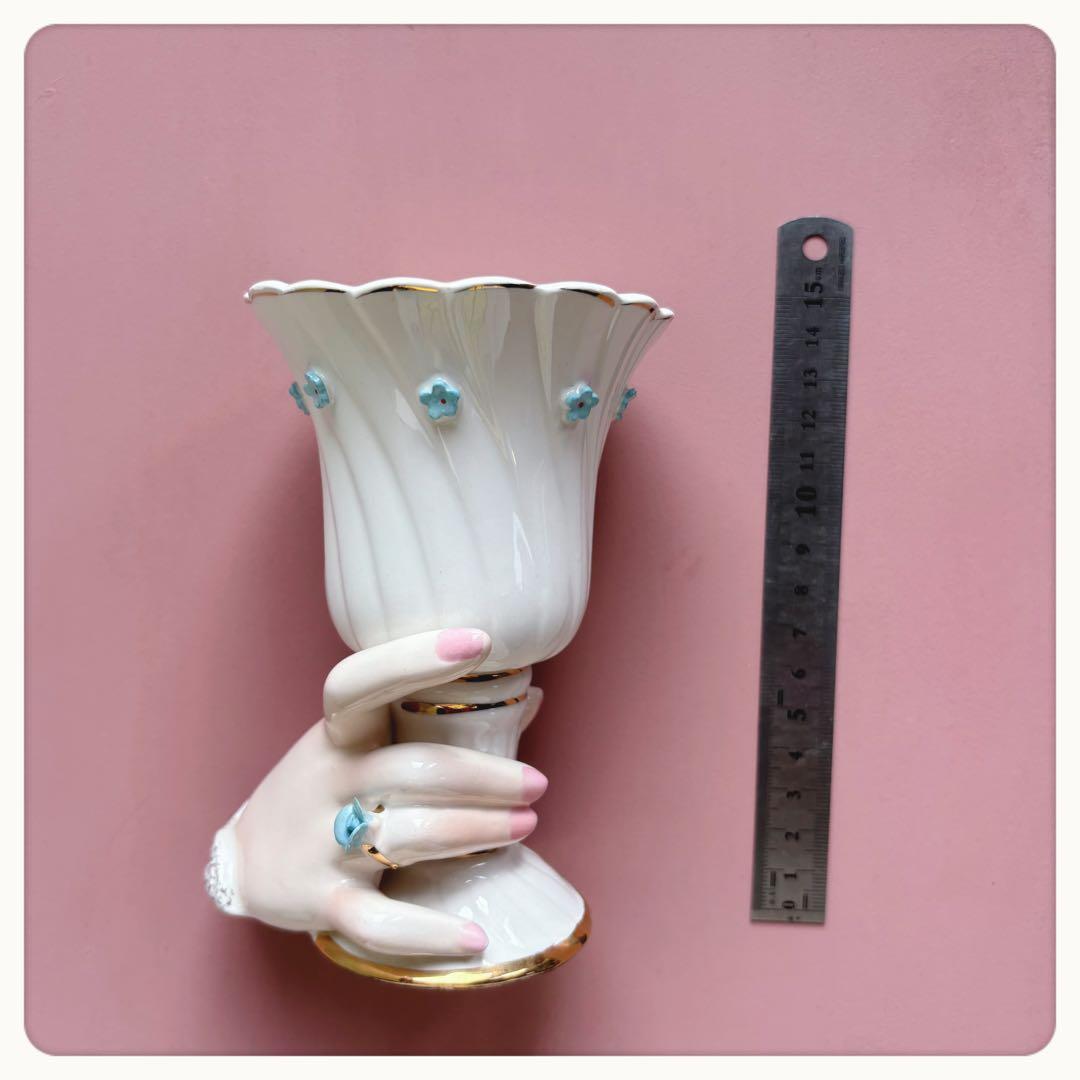 ヴィンテージ アメリカ製 ハンドモチーフ 花瓶 フラワーベースの通販は