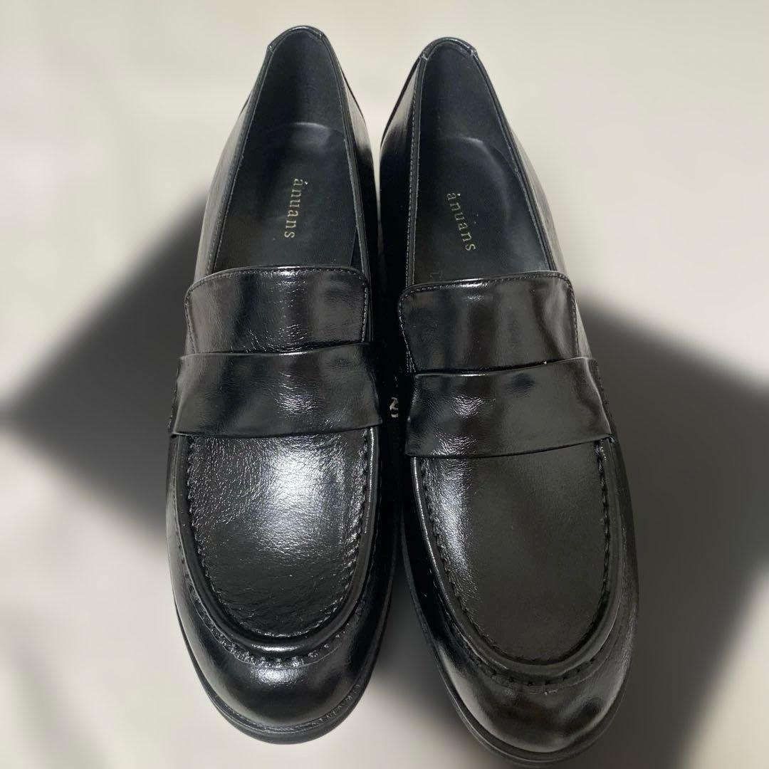 【新品未使用】　anuans アニュアンス　レザーローファー　ブラック　M