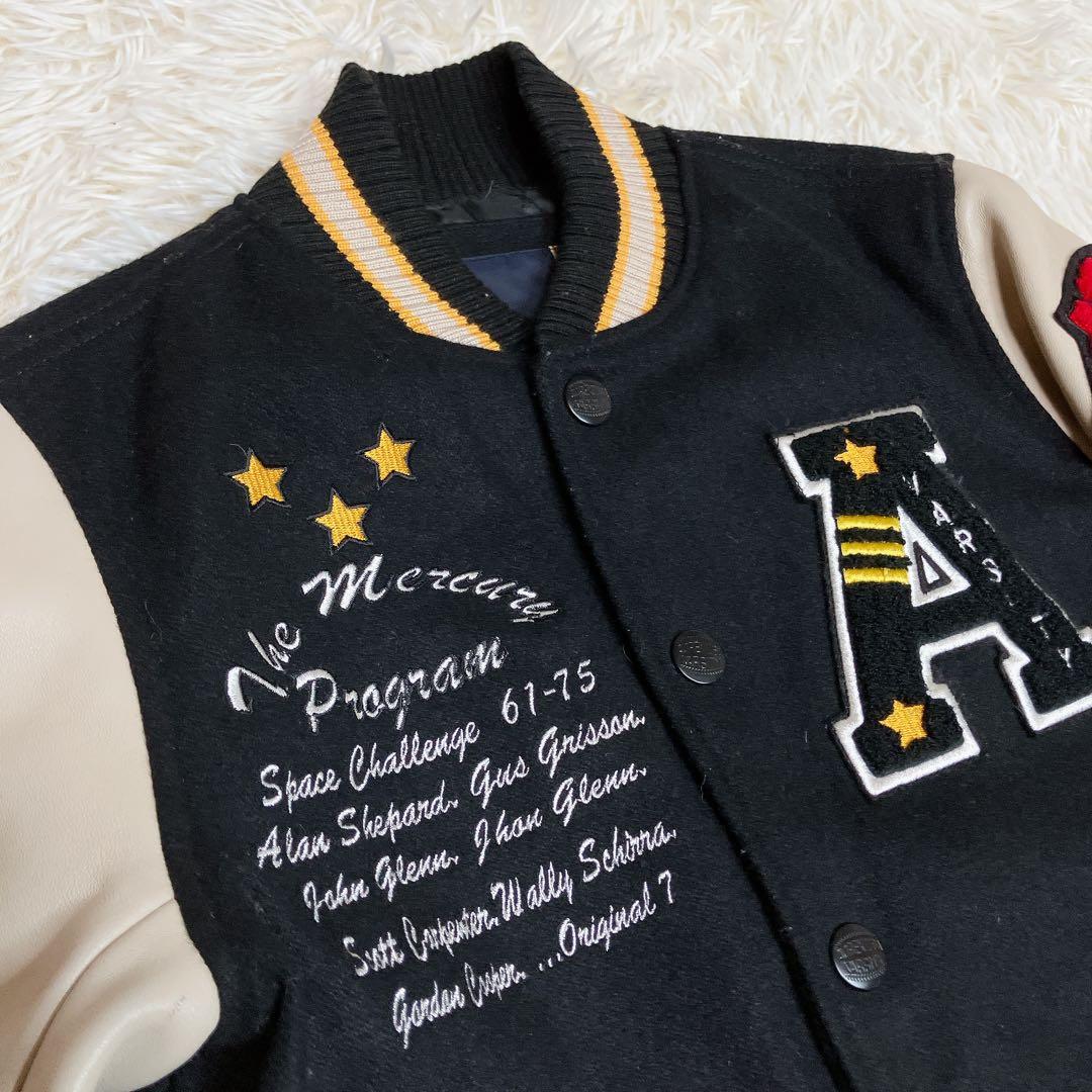 AVIREX スタジャン　レザー　羊革　ワッペン　刺繍　トラ　タイガー