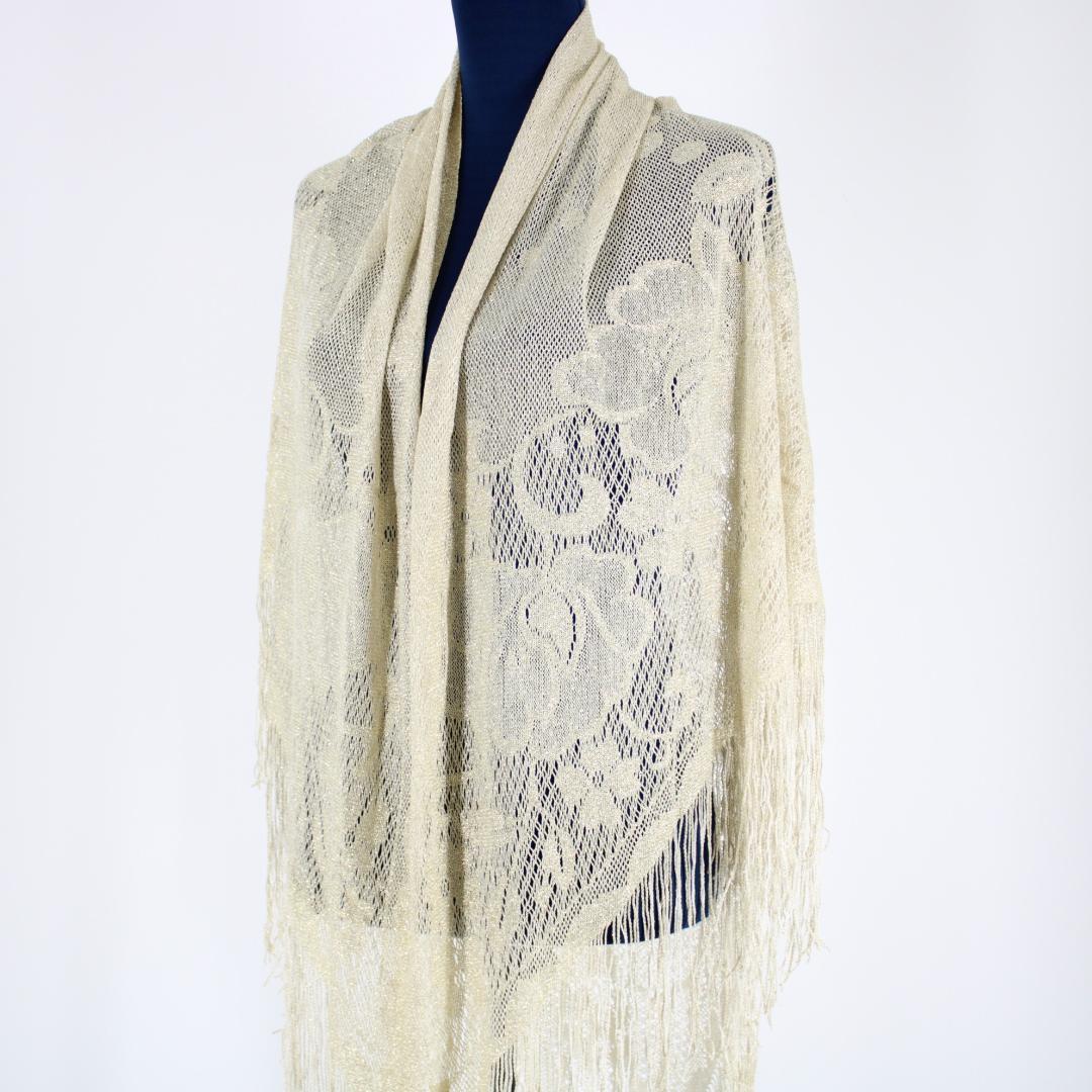 美品 日本製 フラメンコ衣装】アイボリー シージョ マントン レース