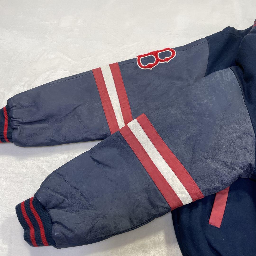 MBL REDSOX スタジャン　2way L ネイビー　ウール　レザー
