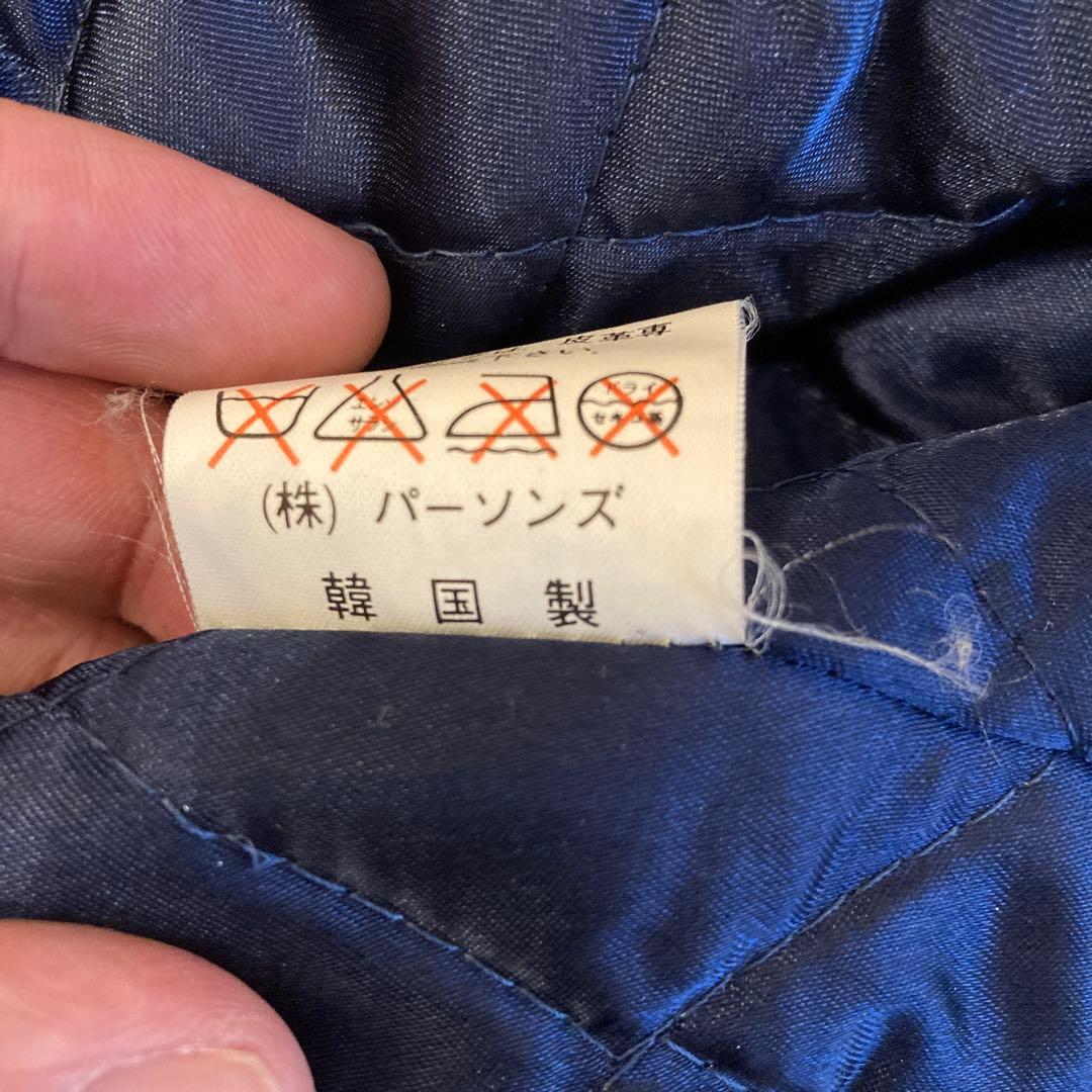 PERSON'S FOR MEN レザースタジャン 古着　ネイビー